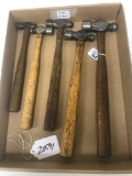 5 different size Stanley Ball Peen Hammers, 4 oz to 20 oz