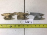 Lot of 3 Small Anvils, Custom Cast