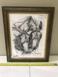 Framed Joseph Vick Pencil Print, Mules, Nice