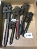 Lot of 5 various pipe wrenches, 16 inch and smaller