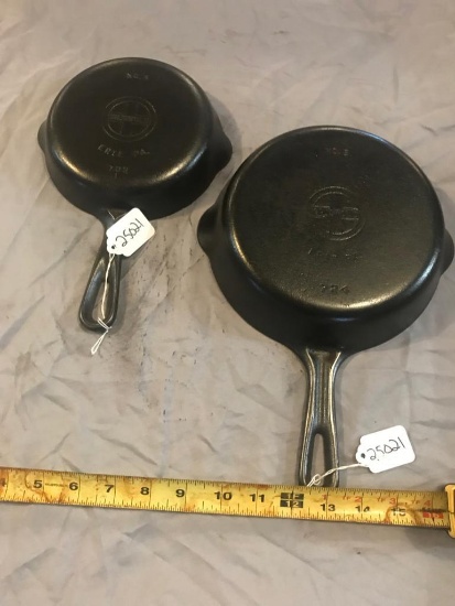 Griswold #3 and #5 Small Block Logo Cast Iron Skillets, selling times the money