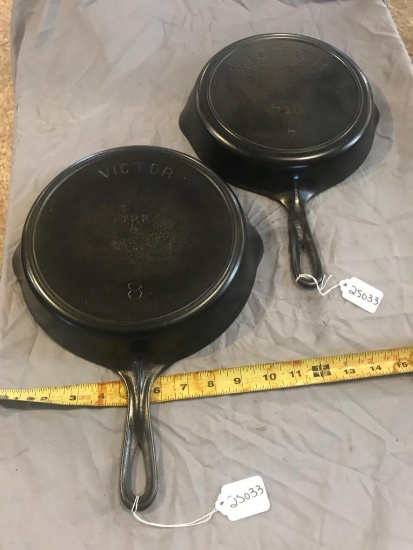 Victor #7 and #8 Cast Iron Skillets, selling times the money