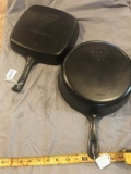 Wagner #8 Chicken Skillet and Wagner #1218 Square Cast Iron Skillets, selling times the money