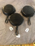 3 Cast Iron Skillets, Wagnerware #3, Wapak #3, and Griswold Big Block #3, selling times the money