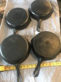 3 Wagner #6, and 1 unmarked #6 Cast Iron Skillets, selling times the money