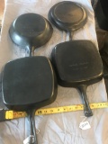 4 Unmarked Cast Iron Skillets