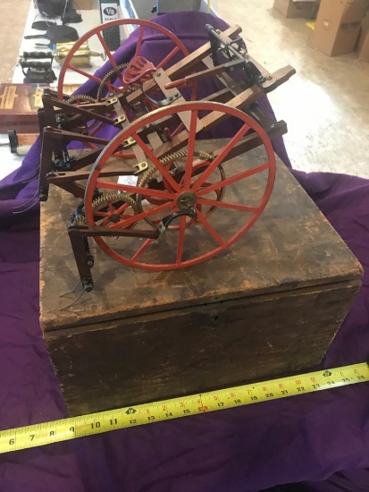 WOW! Scroll Stopper! RARE Bullard's Salesman Sample Hay Tedder with original wooden carry case