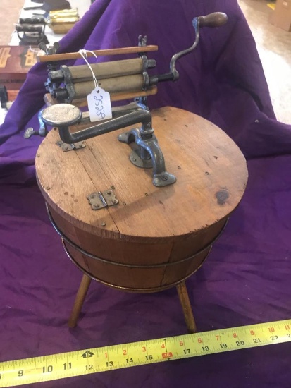 Wooden Washing Machine (salesman sample) with Roller Ringer