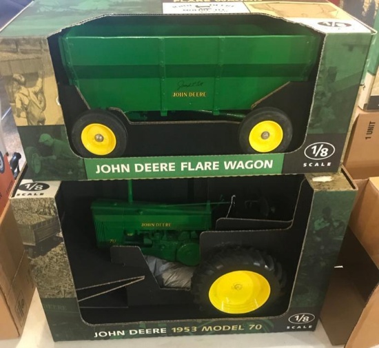 2 Items, John Deere Tractor Model 70 and John Deere Flare Wagon both 1/8 scale, sell times the money