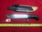 Case XX No. 1836 Bowie knife with sheath, blade shows heavy wear