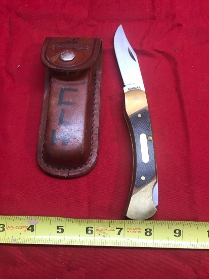 Schrade USA Old Timer 7OT folding lockback knife with belt sheath