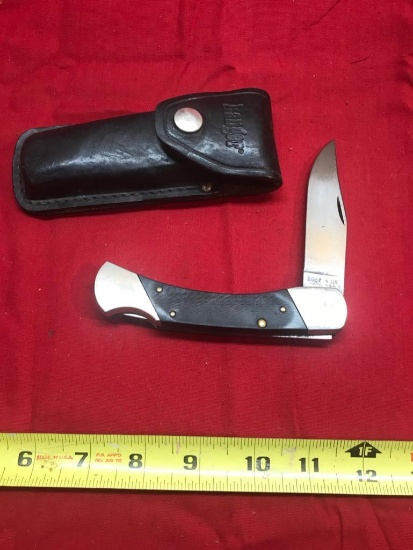 Large Ranger LS 125 Folding Lockback Knife with matching belt case