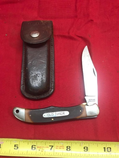 Schrade USA 125OT Old Timer Lockback Folding Knife with matching belt case