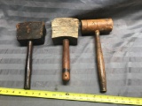 Lot of 3 Wooden Mallets