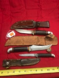 3 Western and Western Field Knives, one with replacement sheath, great user lot of quality knives
