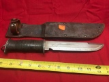 Vintage Knife with stacked leather handle and sheath