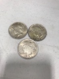 3 Peace Dollars, 1922, 1923, and 1924, selling times the money