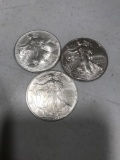 3- .999 Silver Eagle $1.00 coins, 2000, 2005, 2012, selling times the money