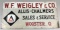W.F. Weigley & Co. Allis Chalmers Sign from Wooster Ohio, 36 inches wide