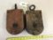 2- Antique Wooden Pulleys
