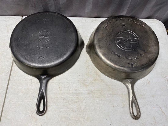 2- #8 Griswold Skillets, Small and Large Block