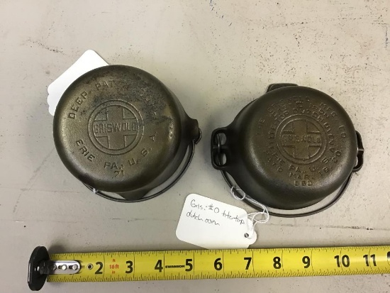 Griswold Deep Patty Bowl #71 (1950's) and Griswold #0 Tite top dutch oven