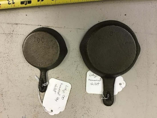 Lodge 0 and 00 Hammered Toy Skillet