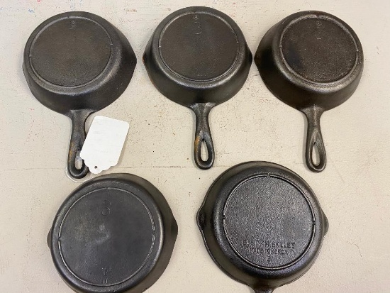 5- No.3 Skillets, 4 are Lodge, one made in Korea