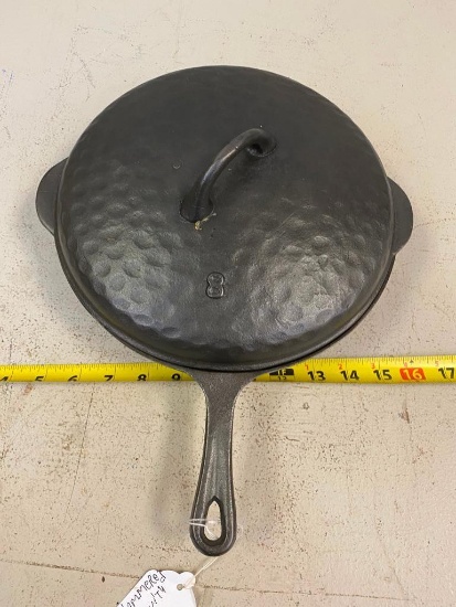 #8 hammered skillet with lid