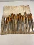 MATCHED SET OF 13 CHISELS w ROLL