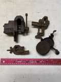 Lot of small vises and sharpening stone