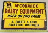 McCormick Dairy Equipment Sign from Wisconsin, 15 x 23 inches