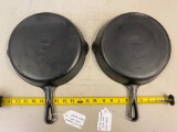 2- #8-704 small logo Griswold Skillets, early handles