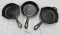 3- Griswold Number 3 Cast Iron Skillets, small block logo