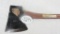 Dreading Plumb Ax with org label on head and handle
