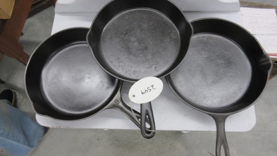 3- #8 Skillets, Wagner, National, and Lodge