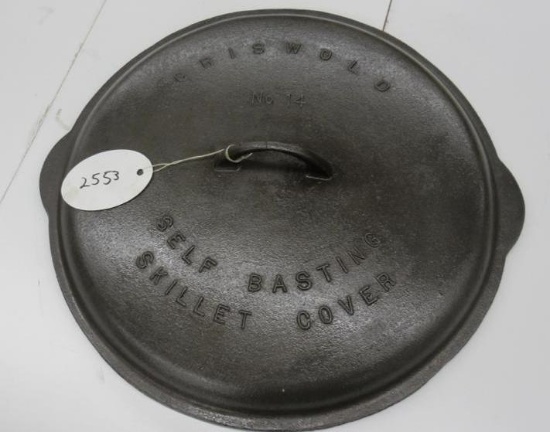Griswold #14 Cast Iron Skillet lid (slight Crack in handle)