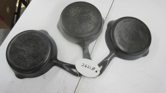 3 Wapakoneta AA 2 ghost marked #3 Griswold Skillets