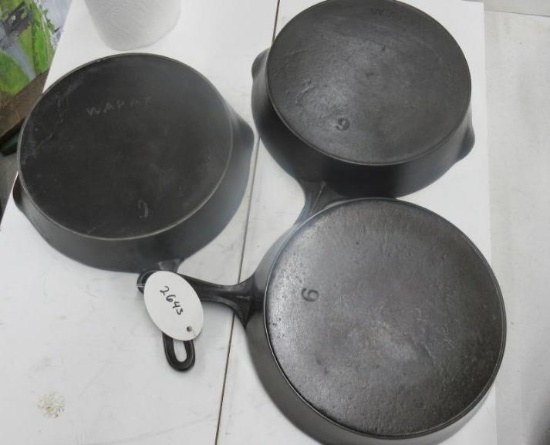 3 Wapak #9 Skillets