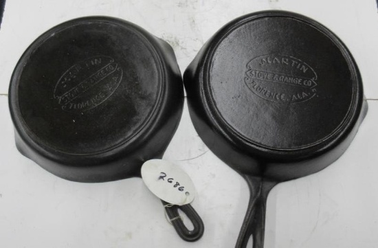 2- Martin Range Co. #8 Cast Iron Skillets