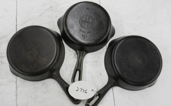3- Griswold #3 Cast Iron Skillets