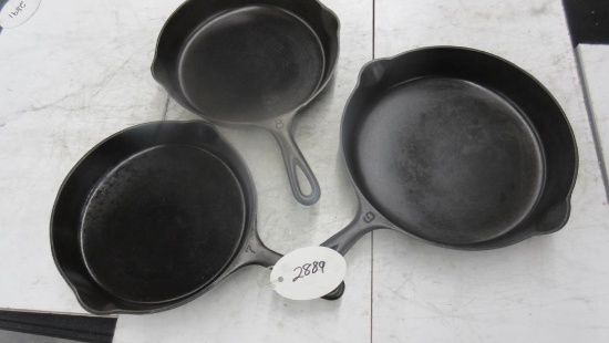 3- Griswold Victor Skillets, numbers 7,8,9