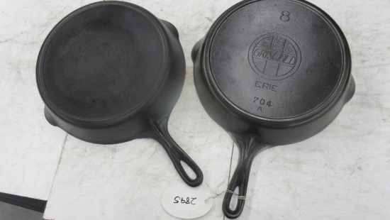 2- Griswold Erie #8 Slant Logo Skillets