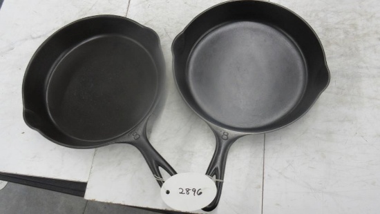 2- Griswold Victor #8 Cast Iron Skillets