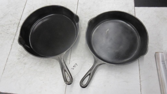 2- Griswold N Victor #8 Cast Iron Skillets