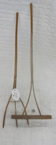 Minature Wooden Pitch Fork and Garden Rake 2 Pieces