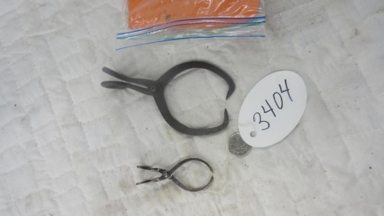 2 Miniature Sample Ice Tongs, nice set