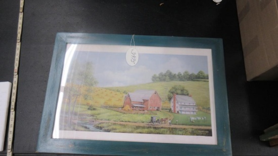Tom Miller Print Amish Farmstead with Man Reading Budget 20in x 28in