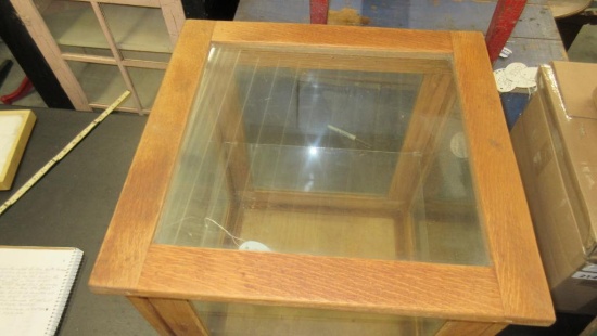 Oak Glass showcase 16in x 16in x 20in Nice small display case