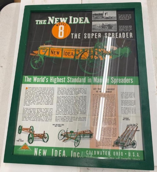 New Idea Model 8 Manure Spreader Advertisement in Frame 20in x 26in